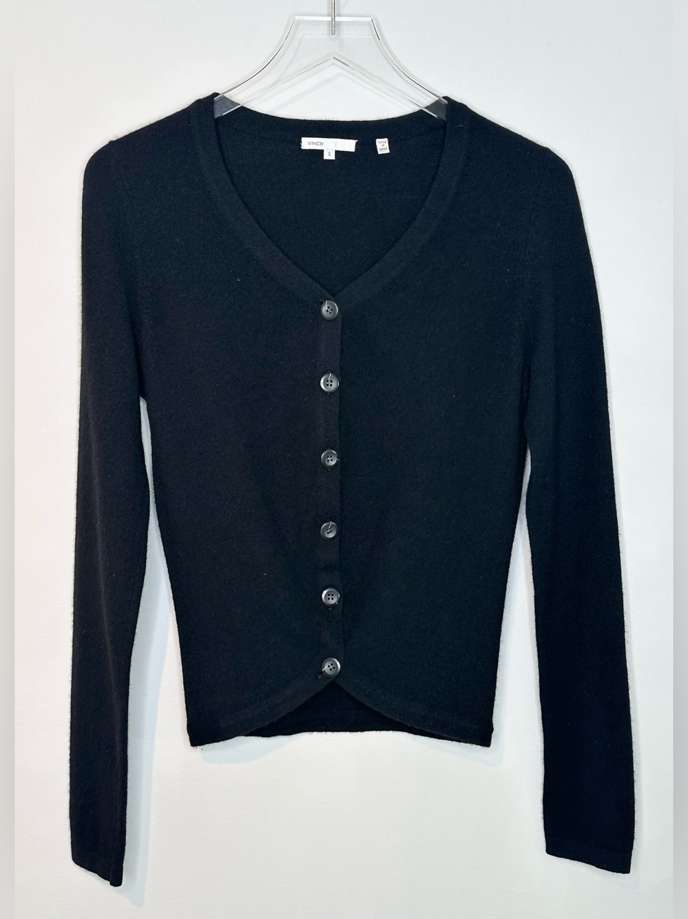 Vince Black Cashmere Button Front Women's Cardigan Sweater Top - Picture 10 of 10